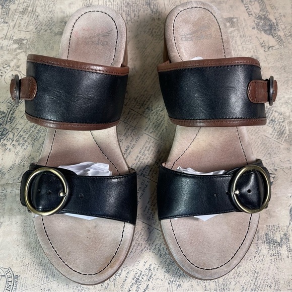 DANSKO Leather Lenny Buckle Double Strap Sandals - Picture 4 of 14